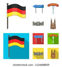 Country Germany cartoon,flat icons in set collection for design. Germany and landmark vector symbol stock web illustration.