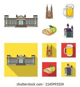 Country Germany cartoon,flat icons in set collection for design. Germany and landmark vector symbol stock web illustration.