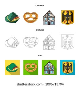 Country Germany cartoon,outline,flat icons in set collection for design. Germany and landmark vector symbol stock web illustration.