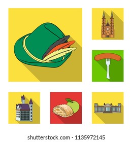 Country Germany flat icons in set collection for design. Germany and landmark vector symbol stock web illustration.