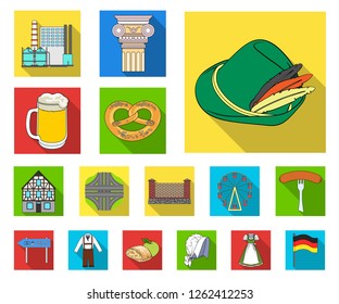 Country Germany flat icons in set collection for design. Germany and landmark vector symbol stock web illustration.