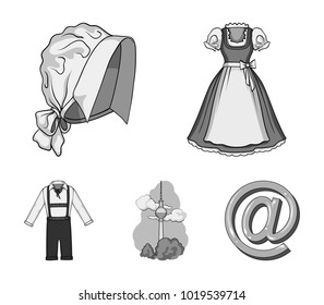 Country Germany monochrome icons in set collection for design. Germany and landmark vector symbol stock web illustration.