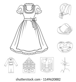 Country Germany outline icons in set collection for design. Germany and landmark vector symbol stock web illustration.