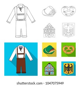 Country Germany outline,flat icons in set collection for design. Germany and landmark vector symbol stock web illustration.