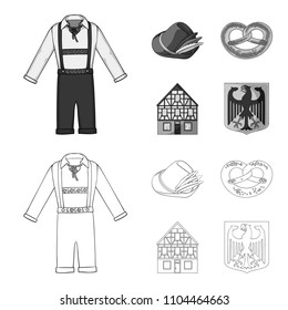 Country Germany outline,monochrome icons in set collection for design. Germany and landmark vector symbol stock web illustration.