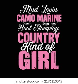 Country girl typography t shirt design