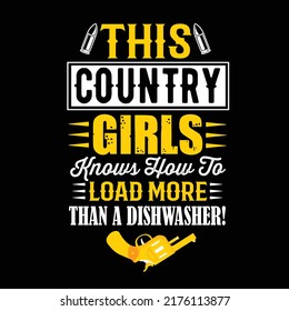 Country girl typography t shirt design