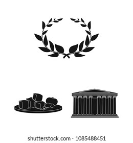 Country Greece black icons in set collection for design.Greece and landmark vector symbol stock web illustration.