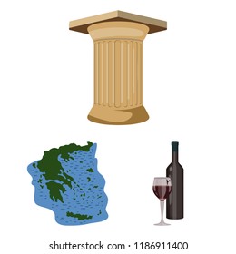 Country Greece cartoon icons in set collection for design.Greece and landmark vector symbol stock web illustration.
