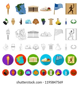 Country Greece cartoon icons in set collection for design.Greece and landmark vector symbol stock web illustration.