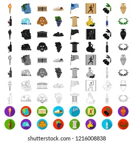 Country Greece cartoon icons in set collection for design.Greece and landmark vector symbol stock web illustration.