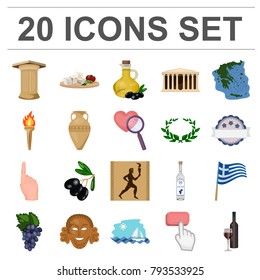 Country Greece cartoon icons in set collection for design.Greece and landmark vector symbol stock web illustration.