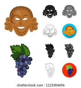 Country Greece cartoon,black,flat,monochrome,outline icons in set collection for design.Greece and landmark vector symbol stock web illustration.