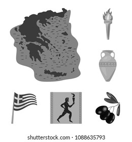 Country Greece monochrome icons in set collection for design.Greece and landmark vector symbol stock web illustration.