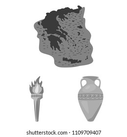 Country Greece monochrome icons in set collection for design.Greece and landmark vector symbol stock web illustration.