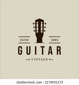 Country Guitar Music Logo Vintage Vector Illustration Template Icon Graphic Design. Acoustic Music Instrument Sign Or Symbol For Guitarist Band And Shop Business