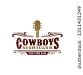 Country Guitar Music Western Vintage Retro Saloon Bar Cowboy logo design