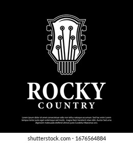 Country Guitar Music Western Vintage Retro logo vector