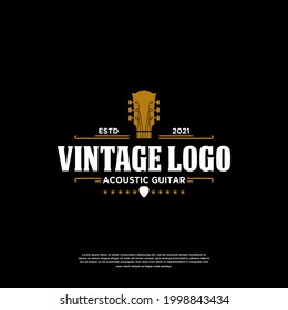 Country Guitar Music Western Vintage Retro Saloon Bar Cowboy logo design