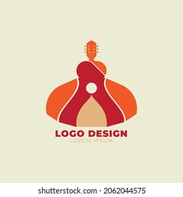 Country Guitar Music Western Vintage Retro Saloon Bar Cowboy logo design
