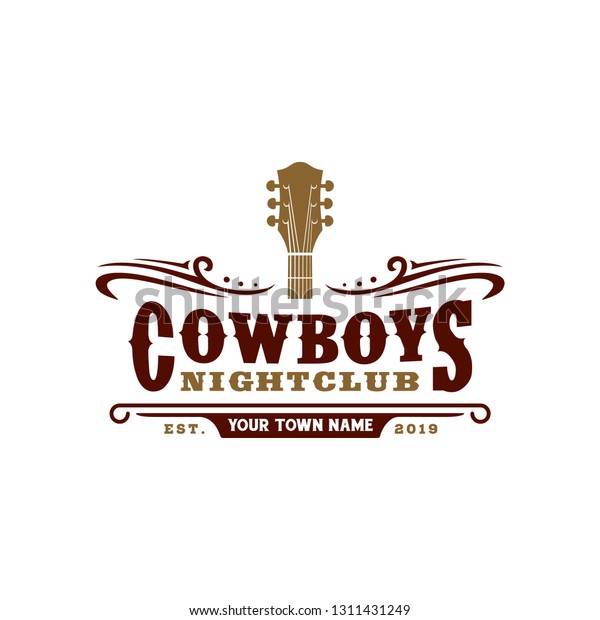 Country Guitar Music Western Vintage Retro Stock Vector Royalty