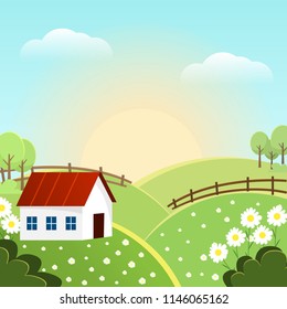 Country House Background Cartoons Vector Illustration Stock Vector 