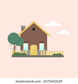 country house. brown house. old house. classic building. village. vector illustration