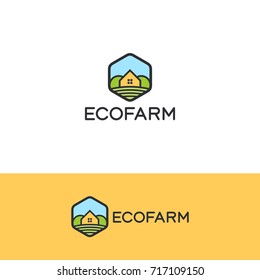 Country house, eco farm logo template for real estate agency, construction company, hotels