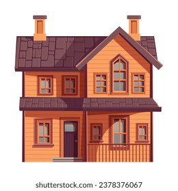 Country house. Farm in the countryside. Cottage cartoon vector illustration