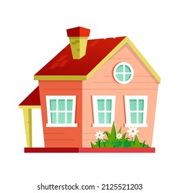 Country house - flat design style object on white background