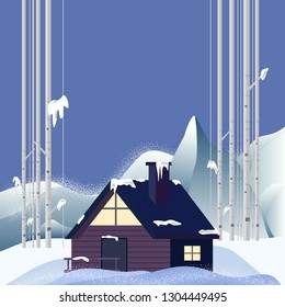 Country house in the forest. Cartoon. vector illustration. art