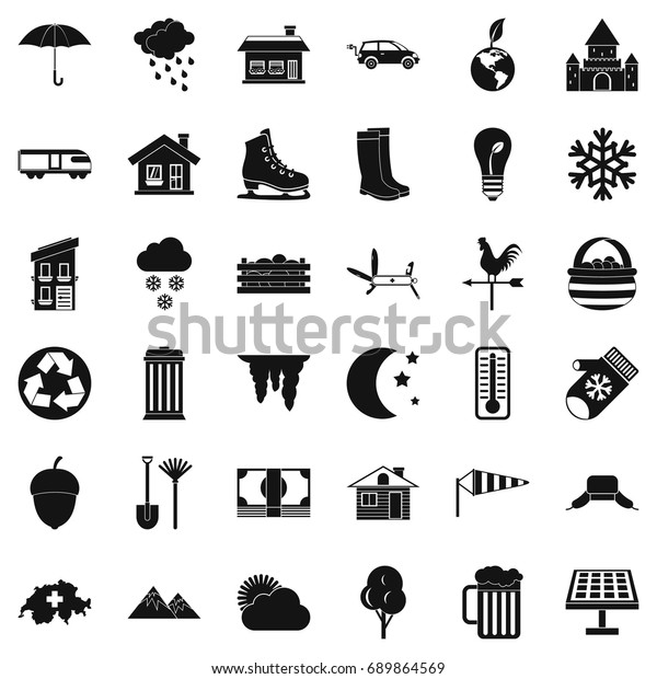Country house icons set.\
Simple style of 36 country house vector icons for web isolated on\
white background