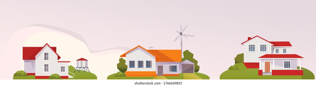 Country house rural landscape banner