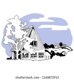 Country house, vector illustration.