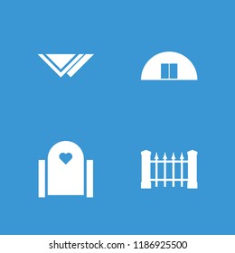 Country icon. collection of 4 country filled icons such as fence, gate, cravat. editable country icons for web and mobile.