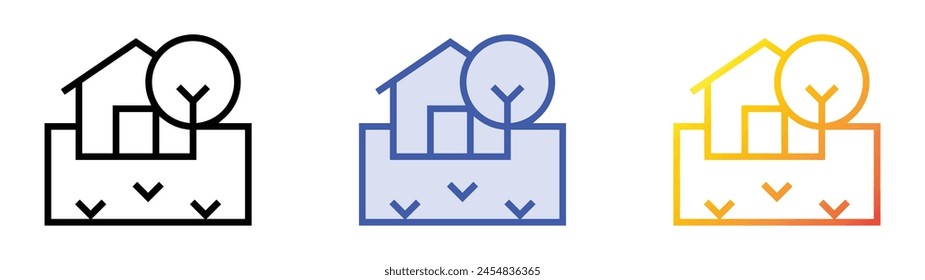 country icon. Linear, Blue Fill and Gradient Style Design Isolated On White Background