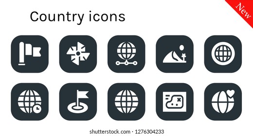  country icon set. 10 filled country icons. Simple modern icons about  - Flag, Windmill, World, Dune, Globe, Earth globe, Map