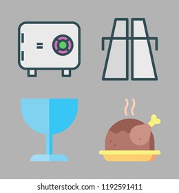 country icon set. vector set about cup, chicken, highway and safebox id icons set.