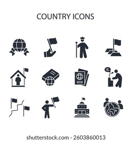 country icon set.vector.Editable stroke.linear style sign for use web design,logo.Symbol illustration.