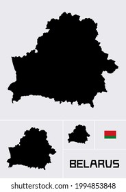 Country icons - Belarus, different contour complexity, flag icon