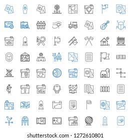 country icons set. Collection of country with egypt, earth globe, house, map, weathercock, flag, fence, guitar, barn, earth, windmill, hay bale. Editable and scalable country icons.