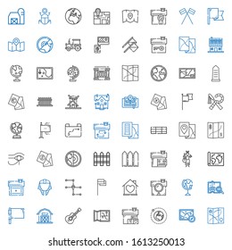 country icons set. Collection of country with map, earth, house, guitar, barn, flag, earth globe, egypt, fence, hay bale, flags, windmill. Editable and scalable country icons.
