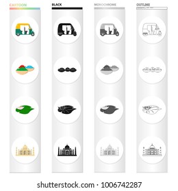 Country India cartoon icons in set collection for design.India and landmark vector symbol stock web illustration.