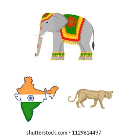 Country India cartoon icons in set collection for design.India and landmark vector symbol stock web illustration.