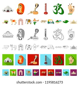 Country India cartoon icons in set collection for design.India and landmark vector symbol stock web illustration.