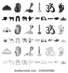 Country India cartoon icons in set collection for design.India and landmark vector symbol stock web illustration.