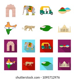 Country India cartoon,flat icons in set collection for design.India and landmark vector symbol stock web illustration.