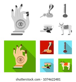 Country India monochrome,flat icons in set collection for design.India and landmark vector symbol stock web illustration.