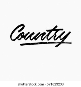 Country. Ink hand lettering. Modern brush calligraphy. Handwritten phrase. Inspiration graphic design typography element. Cool simple vector sign.