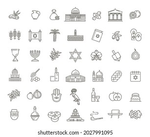 Country Israel travel vacation icons set. Travel vacation icons set. Vector icons